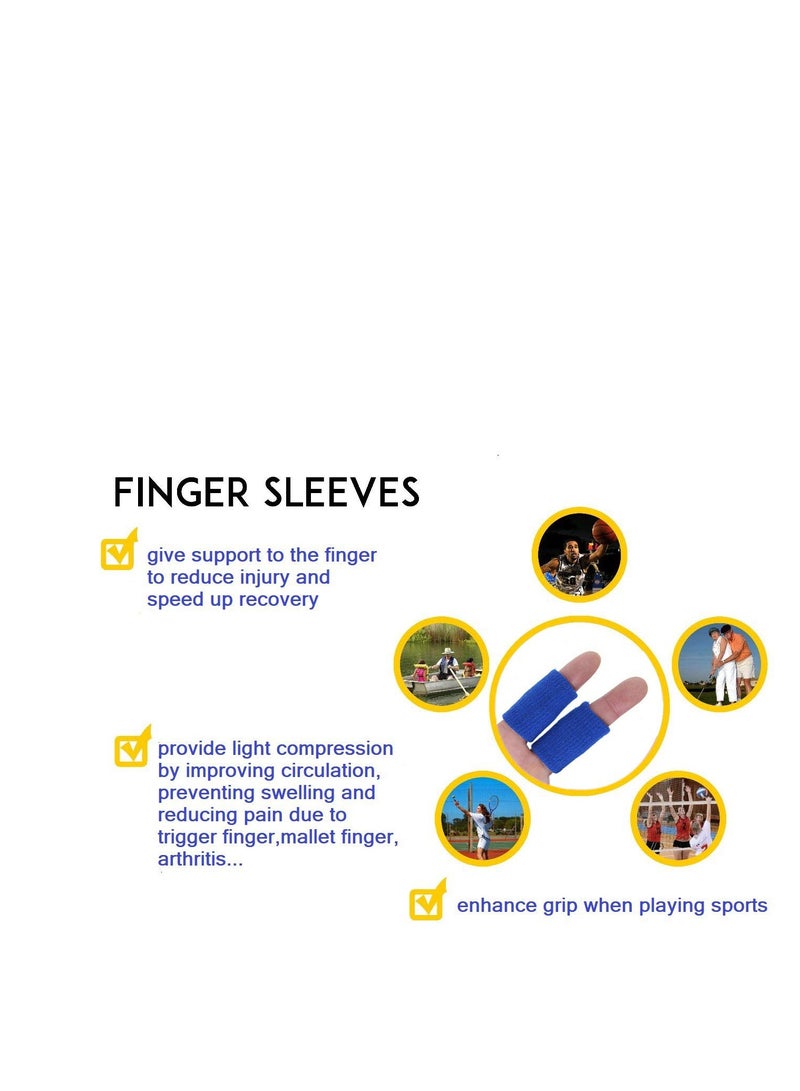 Y&D 10 PCS Finger Sleeves Protectors, Sport Finger Sleeves Finger Splints Thumb Finger Brace Support Elastic Thumb Sleeves for Relieving Pain Arthritis Trigger Finger(Blue) - Image 4