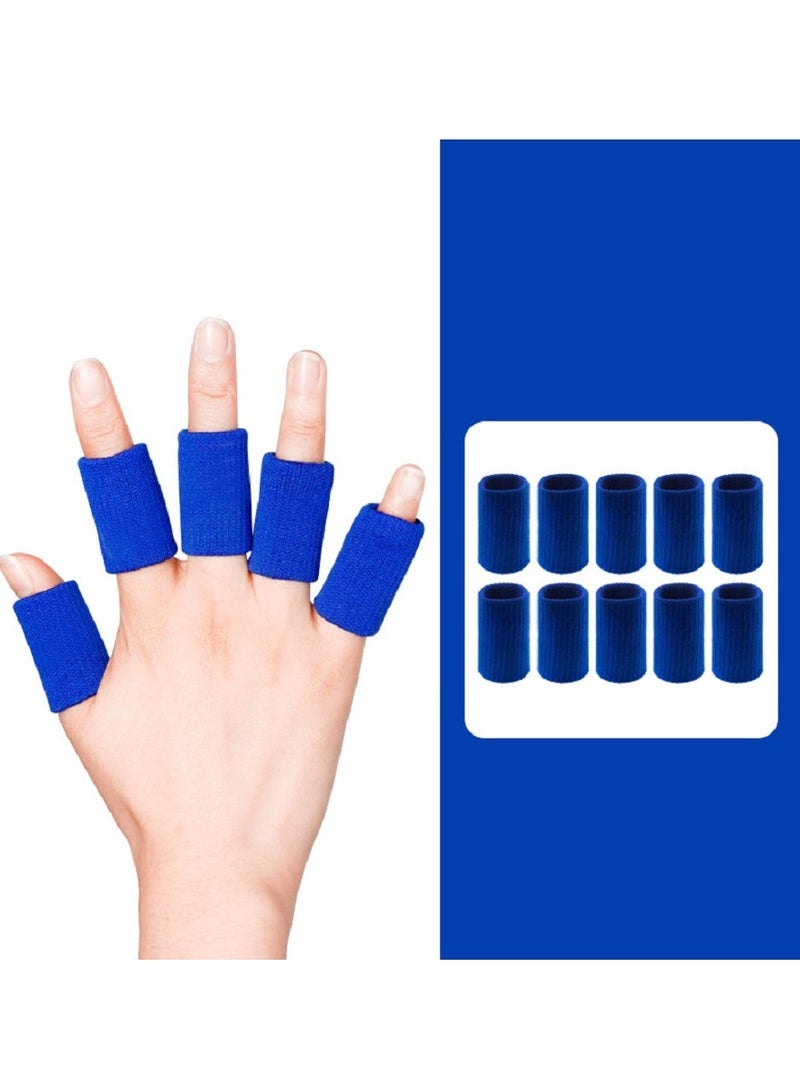 Y&D 10 PCS Finger Sleeves Protectors, Sport Finger Sleeves Finger Splints Thumb Finger Brace Support Elastic Thumb Sleeves for Relieving Pain Arthritis Trigger Finger(Blue) - Image 1