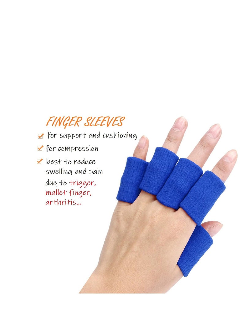 Y&D 10 PCS Finger Sleeves Protectors, Sport Finger Sleeves Finger Splints Thumb Finger Brace Support Elastic Thumb Sleeves for Relieving Pain Arthritis Trigger Finger(Blue) - Image 5