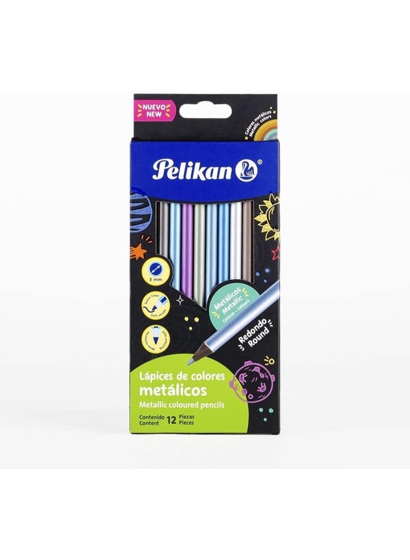 Pelikan Metallic Coloured Pencils, Round, 12 Pieces - Image 1