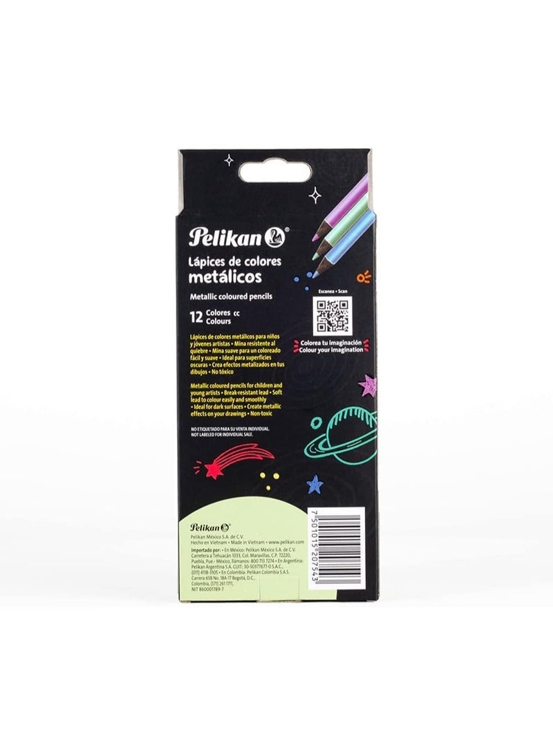 Pelikan Metallic Coloured Pencils, Round, 12 Pieces - Image 2