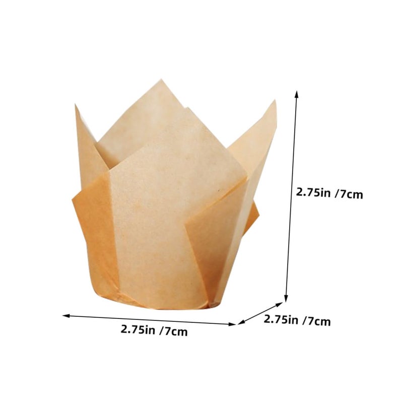 50 Pcs Natural Color Tulip Cupcake Liners Oil Proof Baking Cups for Home and Party - Image 3