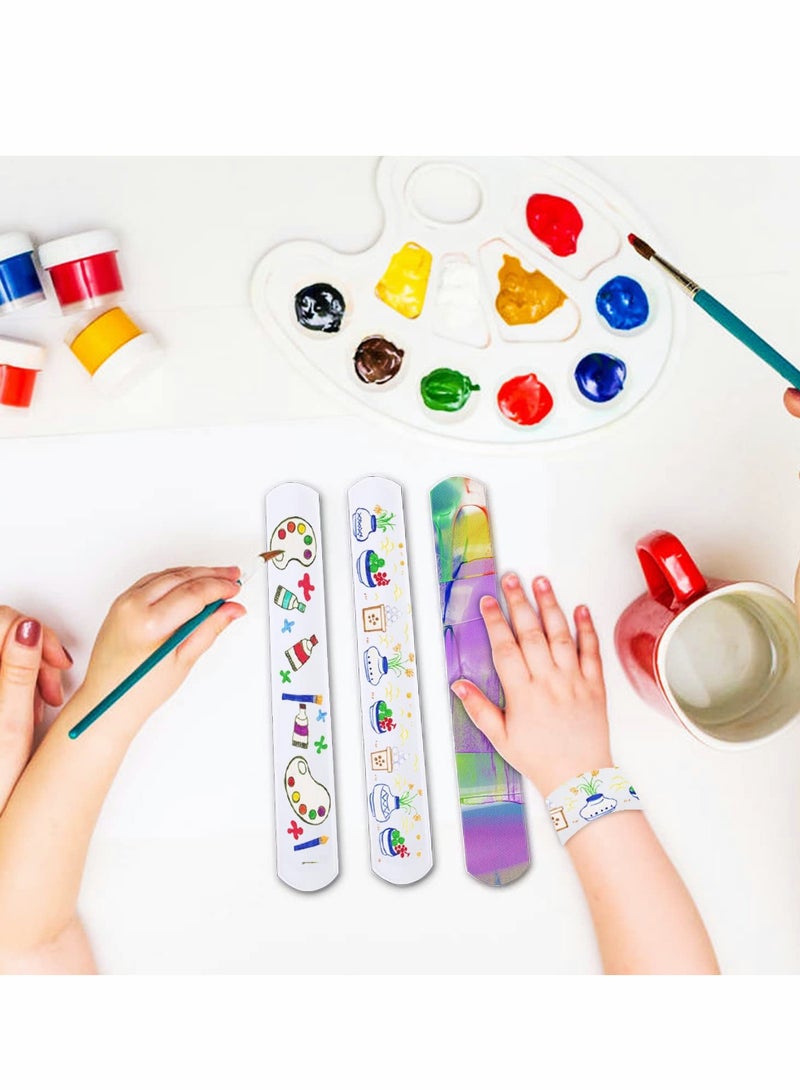 Excefore 30 Pack Slap Bracelets White, DIY Bands Party Favors for Birthday, Blank Soft Wristband School Craft Projects, Painting - Image 4