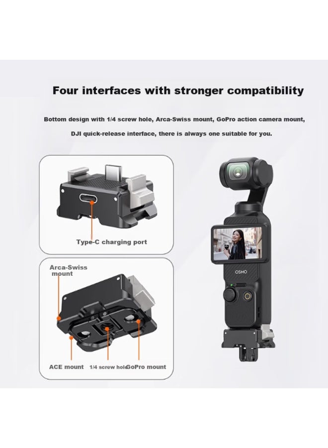 Youfes Dji Pocket 3 Multi-function Quick Release Base Type-c Interface Charging Multi-function Expansion Adapter Desktop Stand Base Sports Camera Osmo Pocket 3 Accessories - Image 3