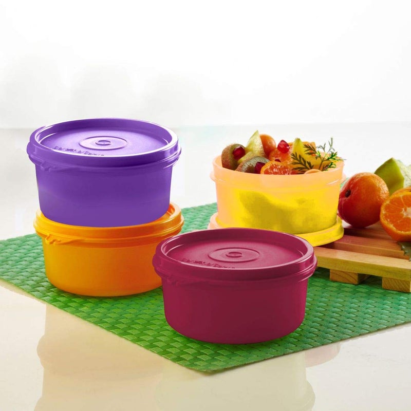 Tupperware Plastic MEAL_HOLDER Bowls  4pc  Tropical  Orange  Yellow  Purple  Maroon  0.21l - Image 2