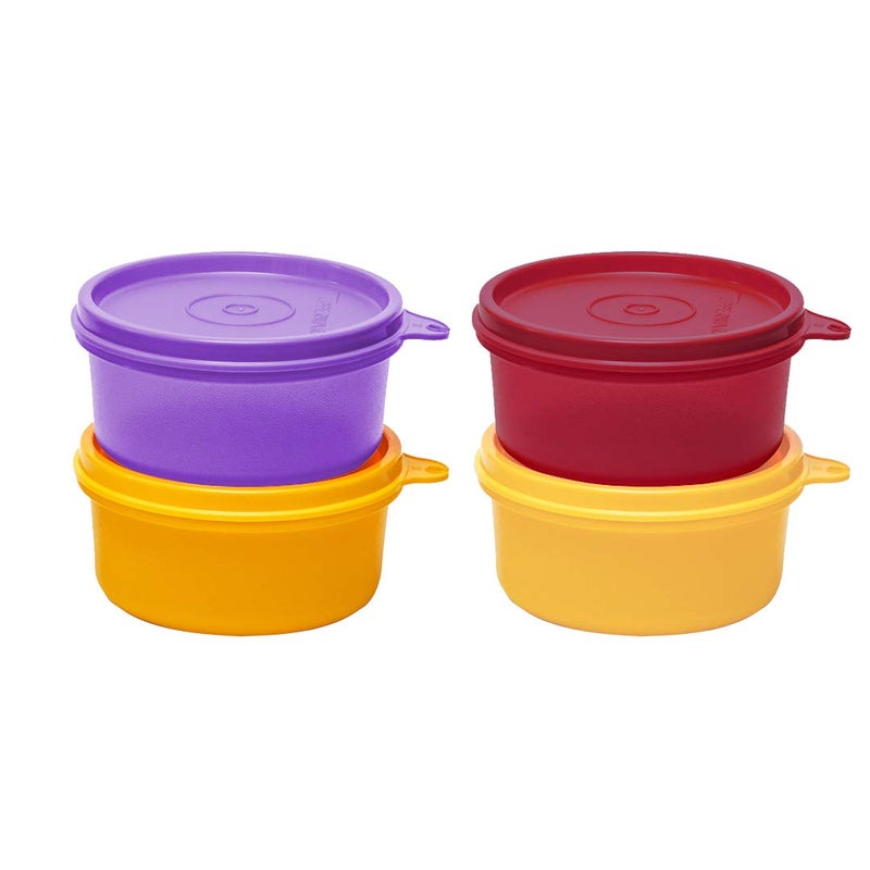 Tupperware Plastic MEAL_HOLDER Bowls  4pc  Tropical  Orange  Yellow  Purple  Maroon  0.21l - Image 1