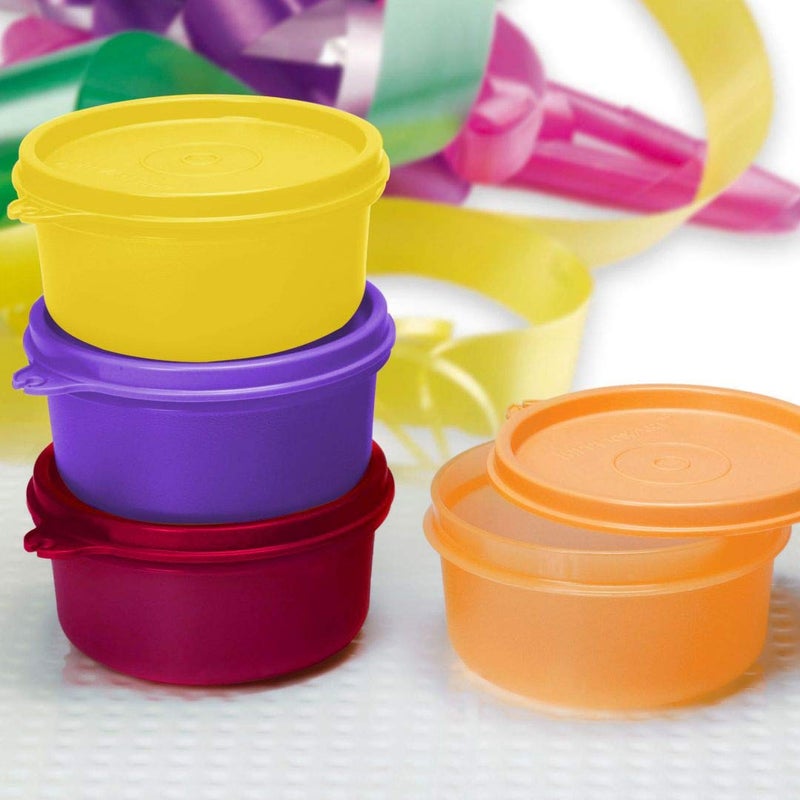 Tupperware Plastic MEAL_HOLDER Bowls  4pc  Tropical  Orange  Yellow  Purple  Maroon  0.21l - Image 3