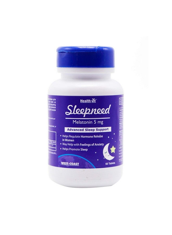 HealthVit هيلث فيت سليب نيد ميلاتونين 5 ملغ | مصمم لتعزيز النوم الهادئ | دعم متقدم للنوم | البقاء نائماً لفترة أطول، سهل الاستخدام، امتصاص أسرع - 60 قرص - Image 1