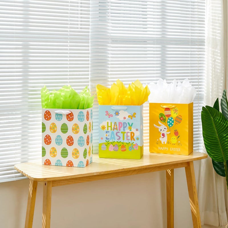 SUNCOLOR 3 Pack 13" Large Easter Gift Bags for Kids - Image 5