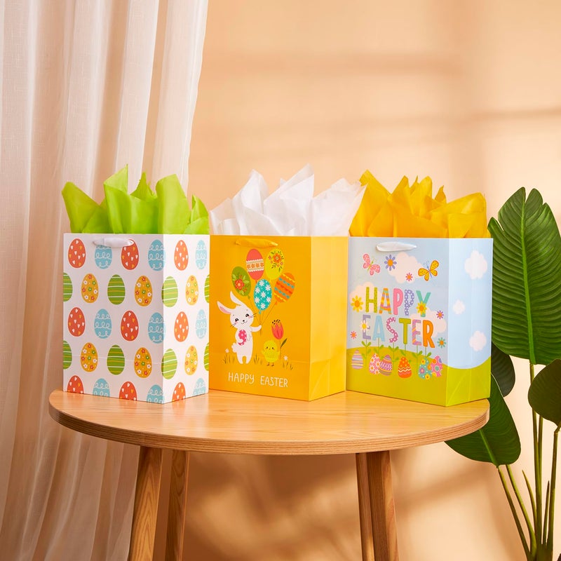 SUNCOLOR 3 Pack 13" Large Easter Gift Bags for Kids - Image 4