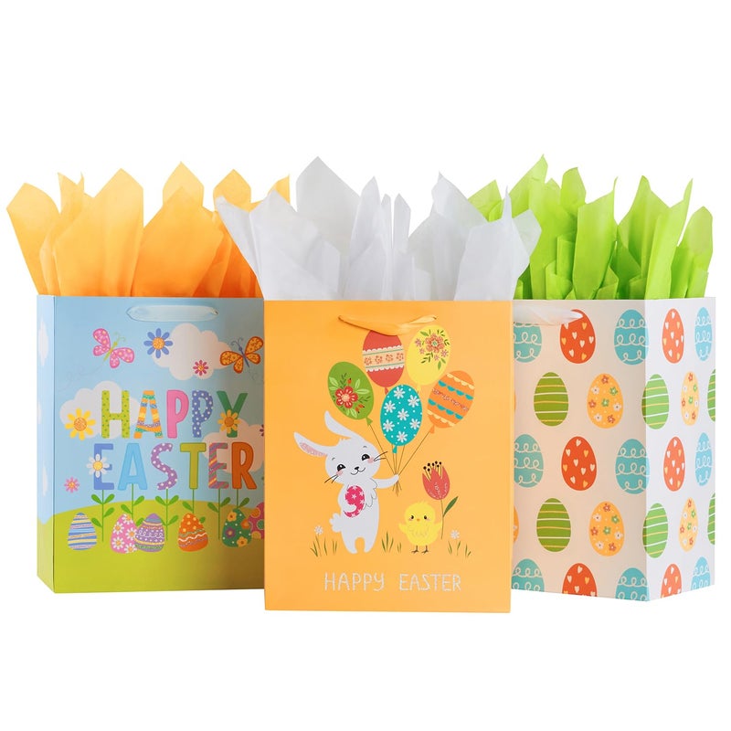 SUNCOLOR 3 Pack 13" Large Easter Gift Bags for Kids - Image 1