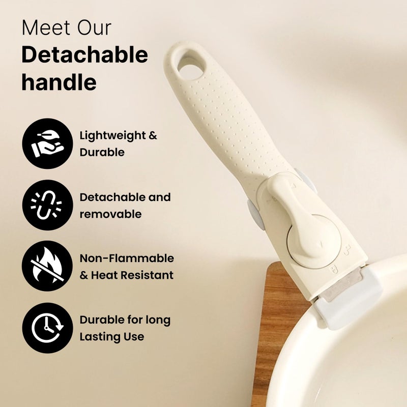 UMAI Detachable Cookware Handle (2 Pcs) | Removable Pan Handle | Universal Pot Handle Suitable for All Cookware | Home Kitchen (White) - Image 3