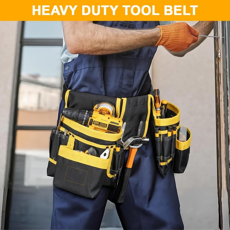Serplex حقيبة أدوات مغناطيسية ® لحاملي الأدوات الكهربائية، حقيبة خصر لتنظيم الأدوات مع جيوب متعددة وحامل مطرقة معدني، حزام عمل قابل للتعديل لحاملي الأدوات الكهربائية، النجارين، عمال البناء - Image 5