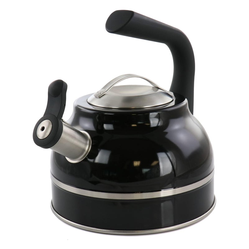 Kenmore Elite Costner 2.3 Qt Stainless Steel Tea Kettle w/Encapsulated Base & Bakelite Handle - Satin Interior/Black Exterior - Image 1