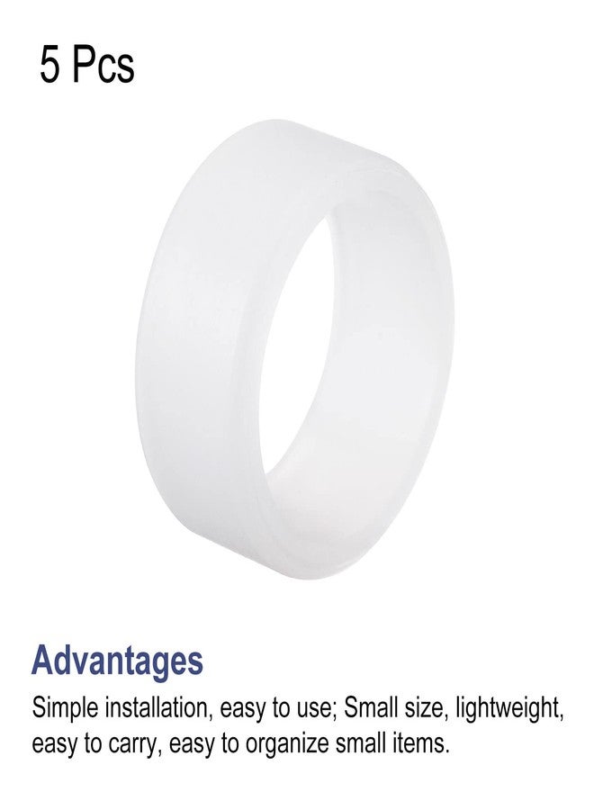 MECCANIXITY Silicone Rubber Bands Rings Non-slip 1" White for Wrapping Paper, Cord Wraps, Bundle 5pcs - Image 3
