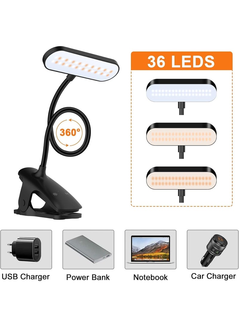 FALAHOM LED Desk Lamp Clip on Reading Light, 5 Colors 5 Brightness, Touch Control, USB-C Rechargeable Table Lamps with Clamp for Dorm Home Office, Bed Headboard Light, Flexible Gooseneck - Image 4