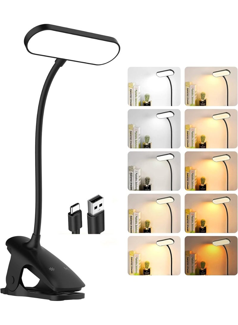 FALAHOM LED Desk Lamp Clip on Reading Light, 5 Colors 5 Brightness, Touch Control, USB-C Rechargeable Table Lamps with Clamp for Dorm Home Office, Bed Headboard Light, Flexible Gooseneck - Image 1