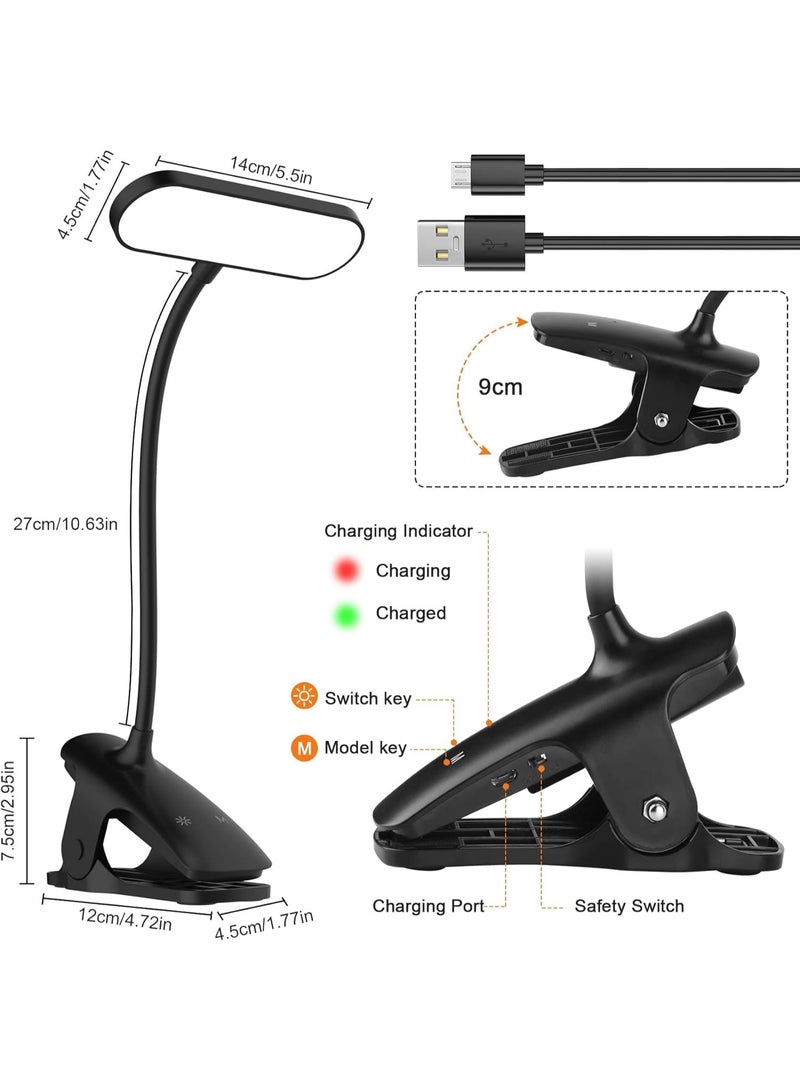 FALAHOM LED Desk Lamp Clip on Reading Light, 5 Colors 5 Brightness, Touch Control, USB-C Rechargeable Table Lamps with Clamp for Dorm Home Office, Bed Headboard Light, Flexible Gooseneck - Image 3