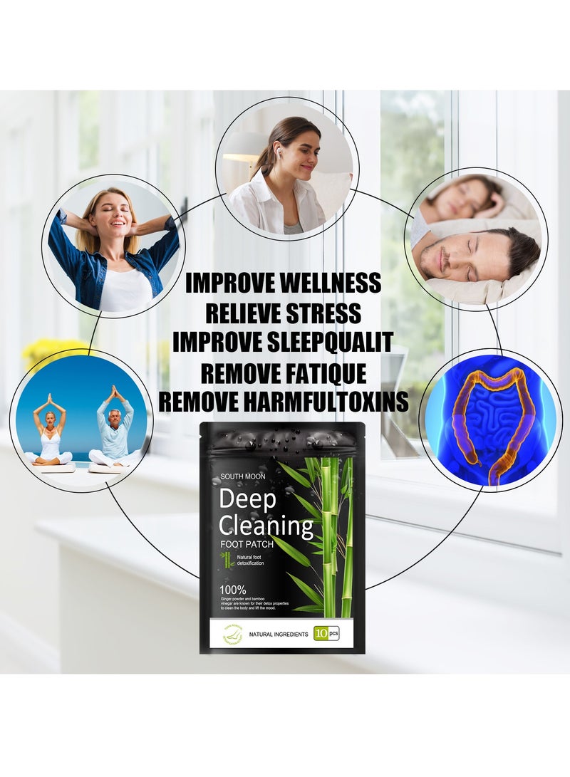 ساوث مون 10 قطع من لاصقات القدم لتنظيف عميق وإزالة السموم من القدم، وسادات القدم لإزالة السموم من القدم، لاصقة تنظيف عميق للقدم، طبيعية 100% لتخفيف التوتر وتحسين جودة النوم وتعزيز الدورة الدموية - Image 3