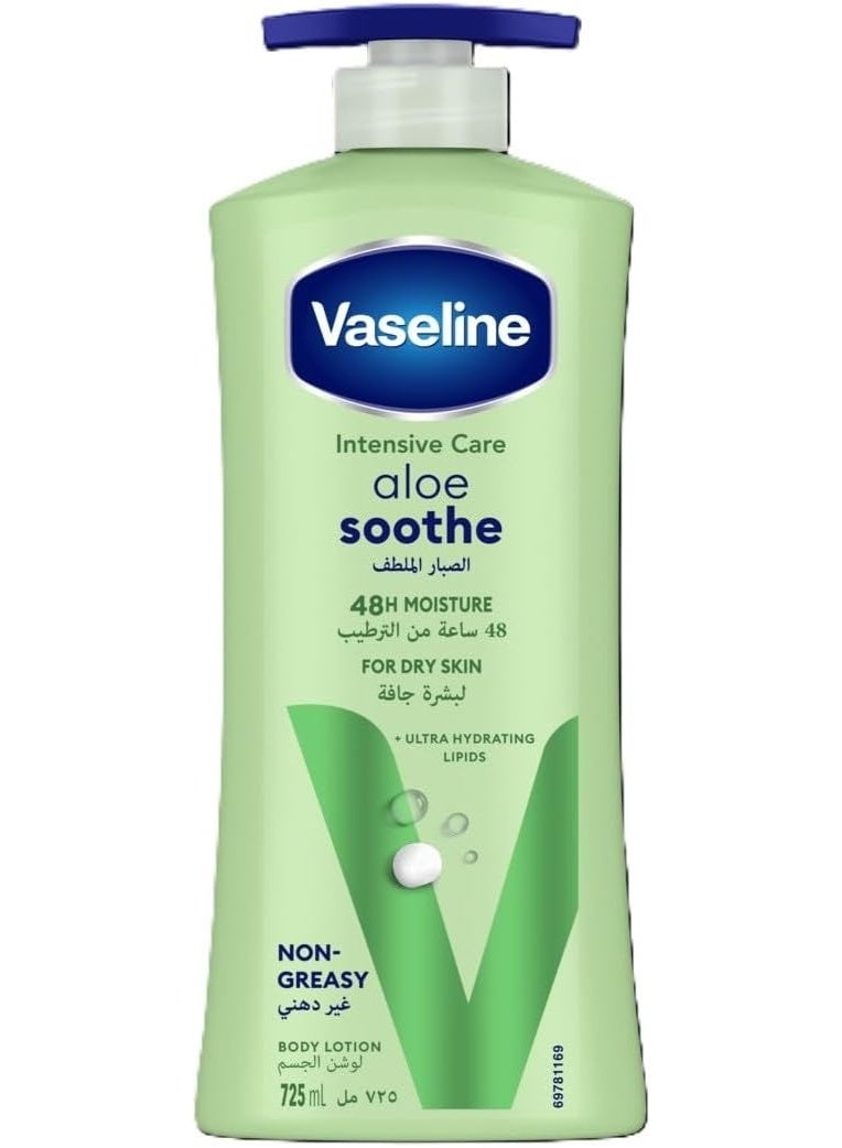 Vaseline Intensive Care Aloe Soothe Body Lotion For Dry Skin Fast Absorbing 48Hr Moisturising 725 ML - Image 1