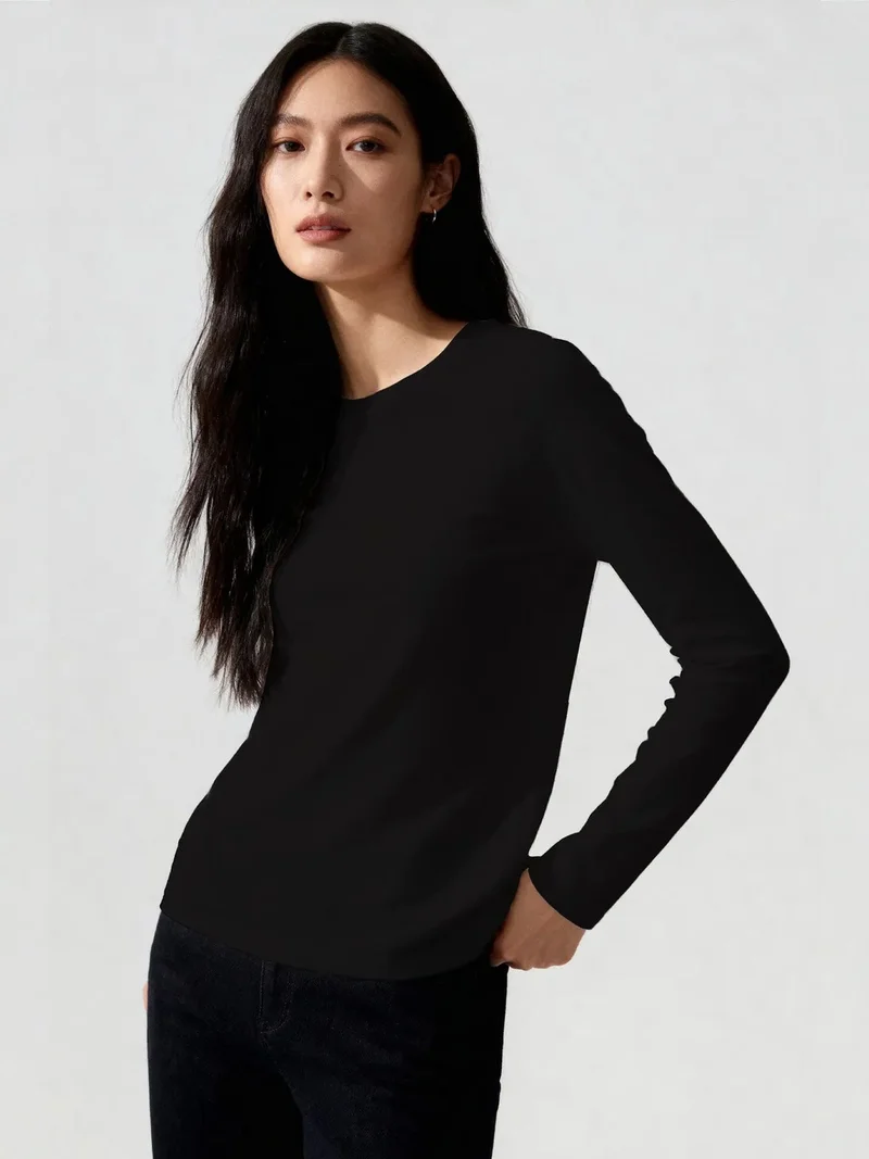 تومي لايف TOMMY Women's Long-Sleeve Crew Neck T-Shirt