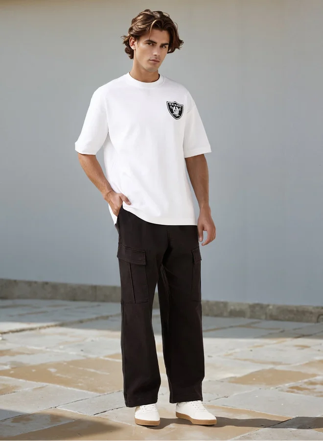 اس بي كاركترز NFL Print Crew Neck T-shirt with Short Sleeves
