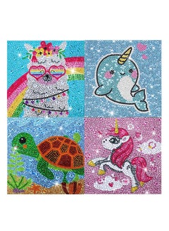 4 Pieces 5D Diamond Painting Kit for Kids Full Drill Painting by Number Kits for Beginners DIY Diamond Rhinestone Art Craft Set for Home Office Wall Decor Adorable Style