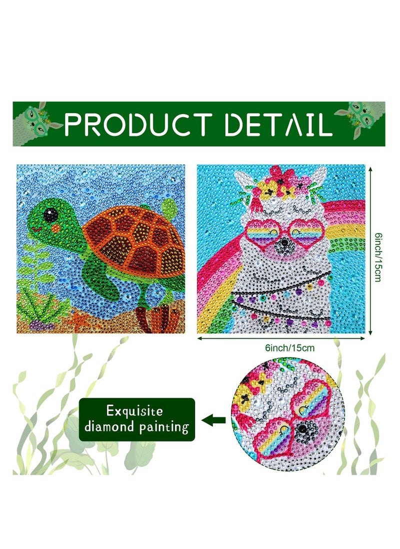 SYOSI - 4 Pieces 5D Diamond Painting Kit for Kids Full Drill Painting by Number Kits for Beginners DIY Diamond Rhinestone Art Craft Set for Home Office Wall Decor Adorable Style - Image 1