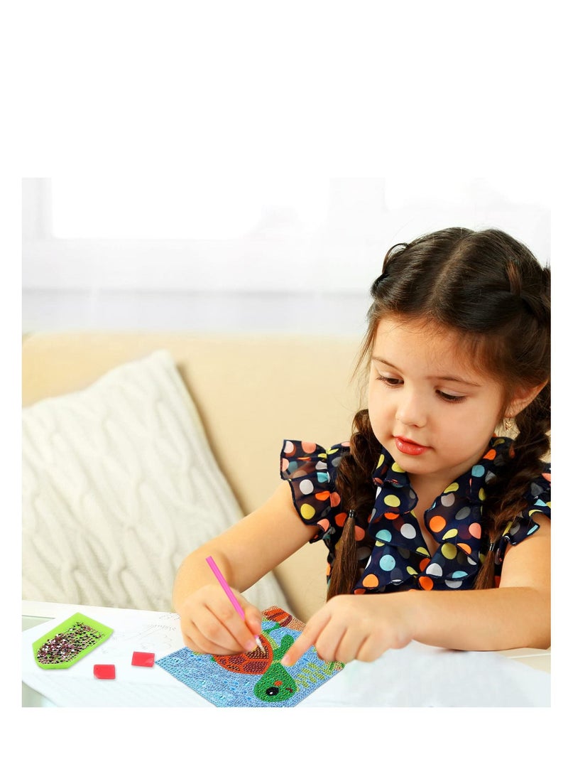 SYOSI - 4 Pieces 5D Diamond Painting Kit for Kids Full Drill Painting by Number Kits for Beginners DIY Diamond Rhinestone Art Craft Set for Home Office Wall Decor Adorable Style - Image 1