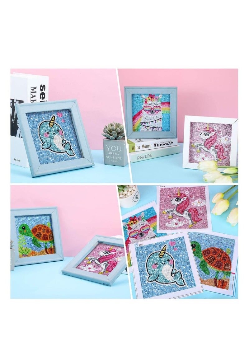 SYOSI - 4 Pieces 5D Diamond Painting Kit for Kids Full Drill Painting by Number Kits for Beginners DIY Diamond Rhinestone Art Craft Set for Home Office Wall Decor Adorable Style - Image 1