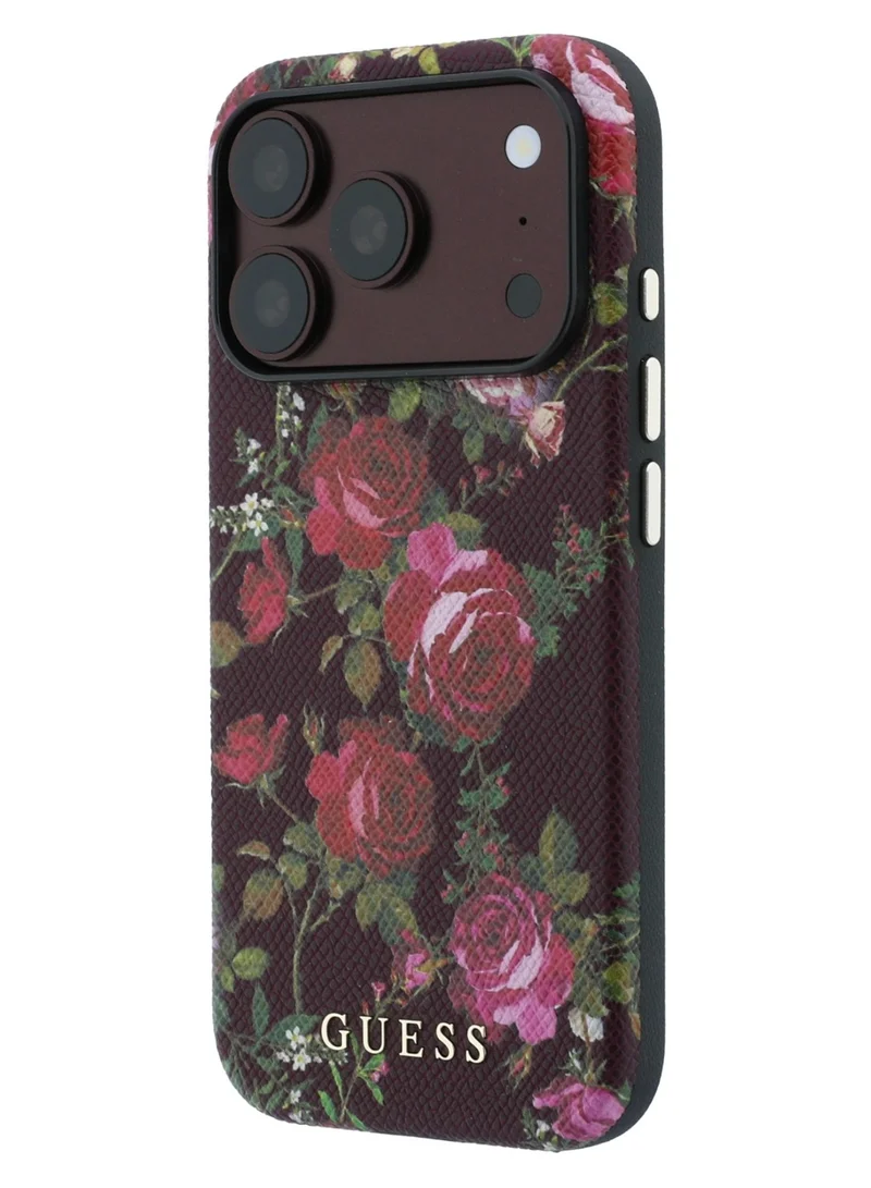 Guess iPhone 18 Pro MagSafe Hard Case PU Material Blossom Roses Print