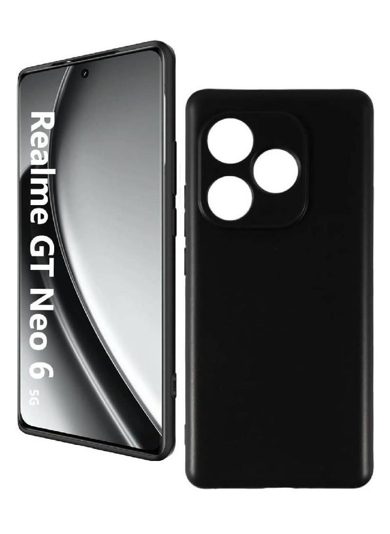 BGM Oppo Realme GT Neo 6 SE 5G Case, Soft TPU Shockproof Silicone Bumper, Anti-Fingerprints Full Body Protective Cover, 6.78 Inches, Black