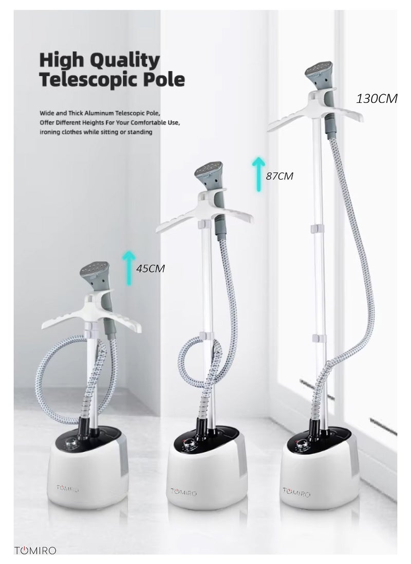 TOMIRO - Garment Steamer With Suit Hanger System, 10 Steam Levels, Overheating Protection, Wrinkle-Free, High-Quality Telescopic Poles, 50Min Steam, Ideal For Home And Business Use 1.8 L 2200 W - Image 1