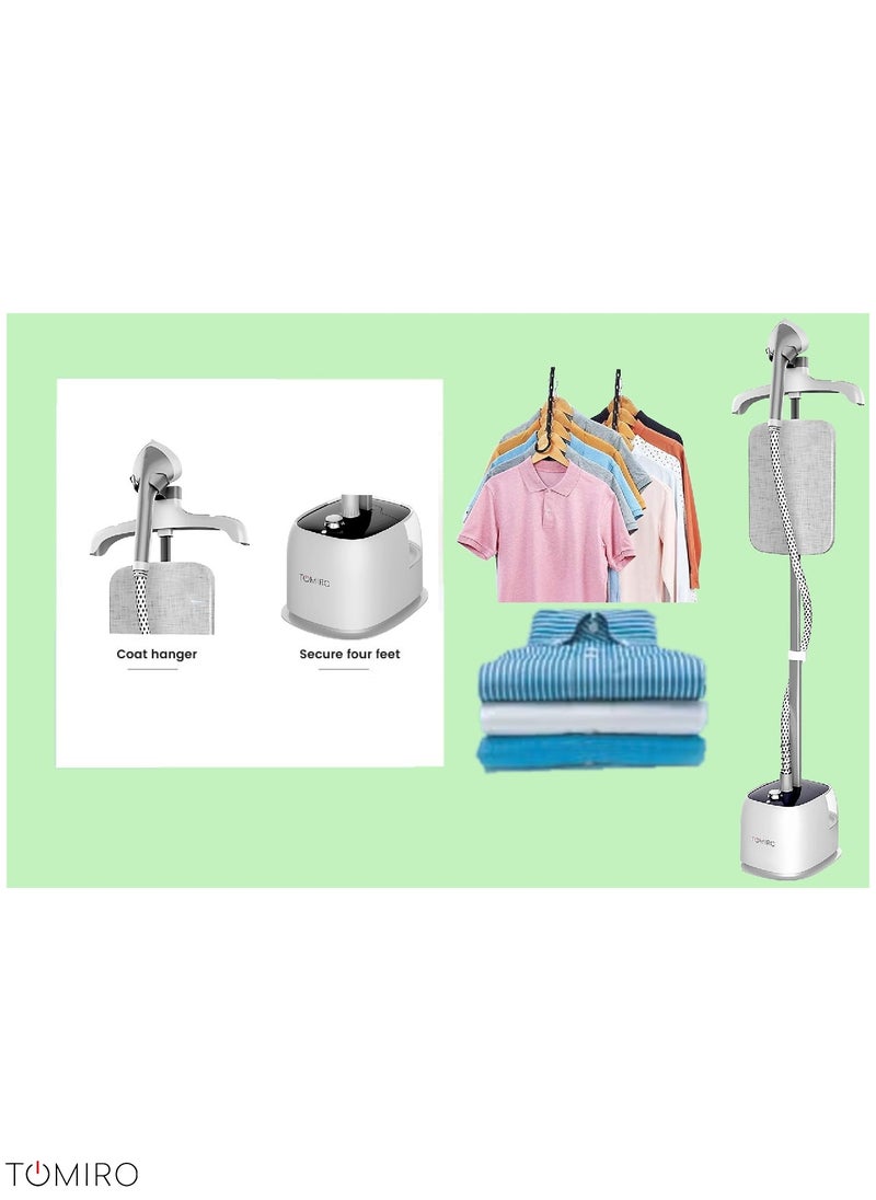 TOMIRO - Garment Steamer With Suit Hanger System, 10 Steam Levels, Overheating Protection, Wrinkle-Free, High-Quality Telescopic Poles, 50Min Steam, Ideal For Home And Business Use 1.8 L 2200 W - Image 1