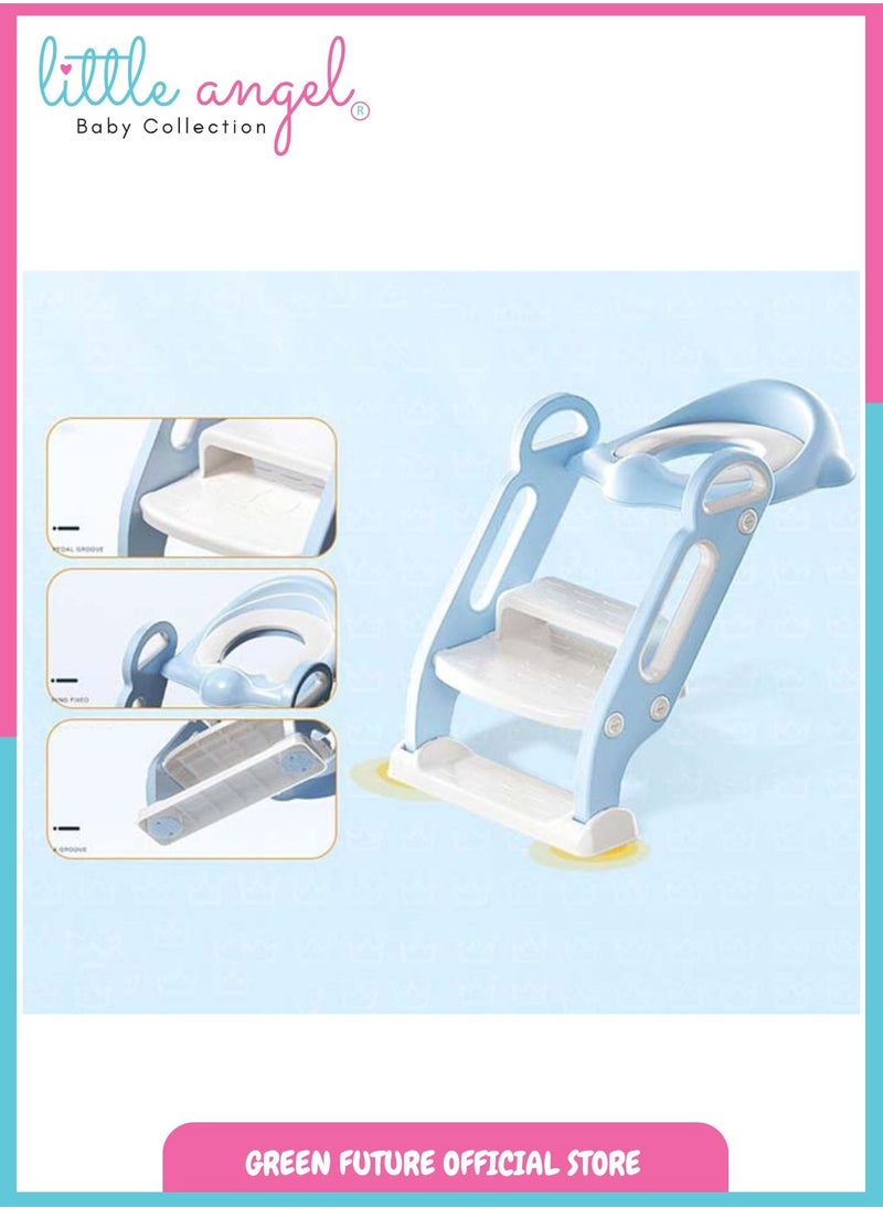 Potty Training Seat with Ladder - Safe and Comfortable Toddler Toilet Seat with Step Stool, Foldable, Non-Slip, Easy to Clean, Blue - pzsku/Z058E141DBCB494D93A9DZ/45/_/1735110646/f8bc5f94-860e-487d-8edc-ad563c140333