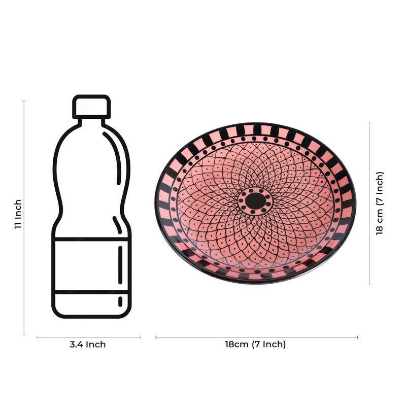 Caffeine Ceramic Handmade Pink Flora Pattern Quarter Plate 7”(Set of 4) - Image 5