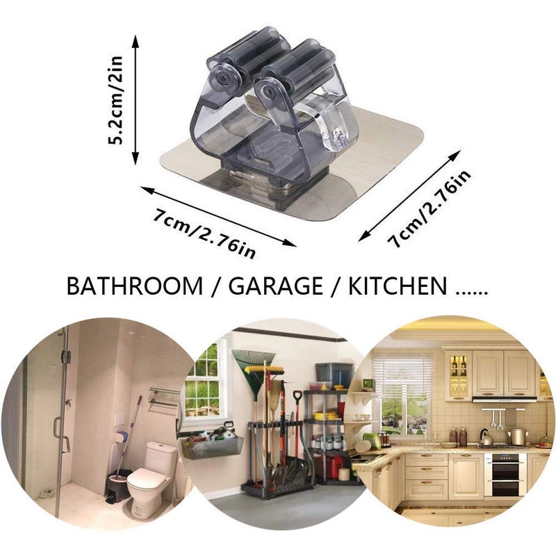 ZURATO Self Adhesive Reusable No Drilling AntiSlip Mounted Mop Broom Holder Gripper Holds Storage Rack Organization for Home Kitchen Garage and Wardrobe 6 - Image 2