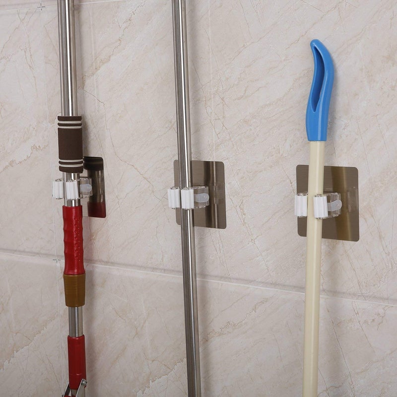 ZURATO Self Adhesive Reusable No Drilling AntiSlip Mounted Mop Broom Holder Gripper Holds Storage Rack Organization for Home Kitchen Garage and Wardrobe 6 - Image 3