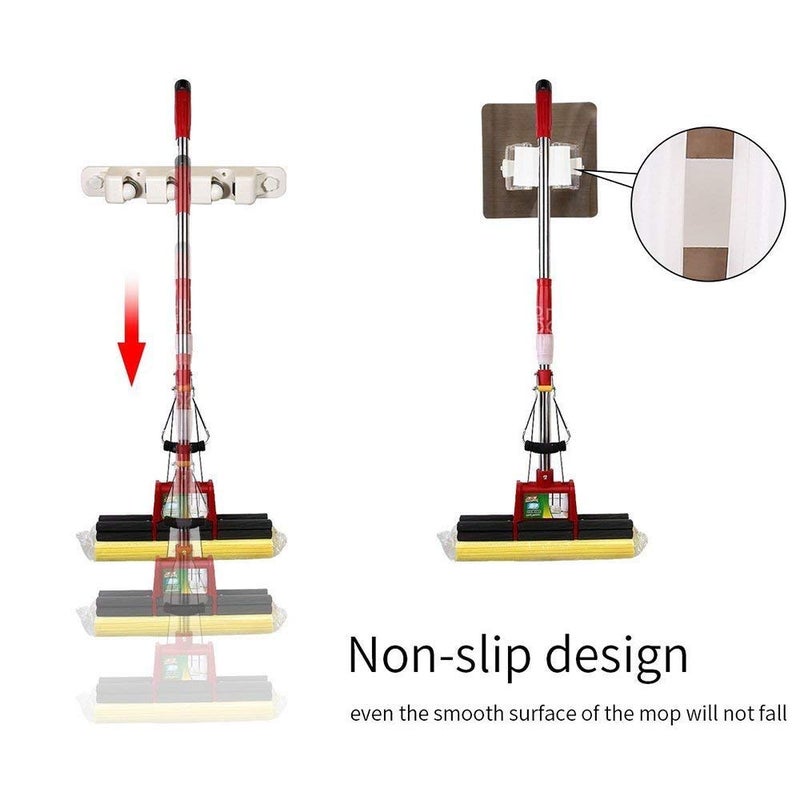 ZURATO Self Adhesive Reusable No Drilling AntiSlip Mounted Mop Broom Holder Gripper Holds Storage Rack Organization for Home Kitchen Garage and Wardrobe 6 - Image 4