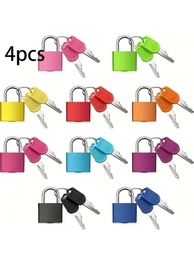 4pcs Assorted Color Metal Luggage Padlock With Key For School Gym Travel - Image 1