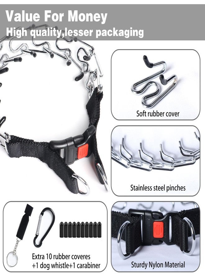 Yvnicll Dog Prong Collar, Walking Training Collar for Small Medium Large Dogs with Quick Release Buckle, Adjustable Pinch Collar with Rubber Caps, No Pull Dog Collar Prong(M,16"-18") - Image 3