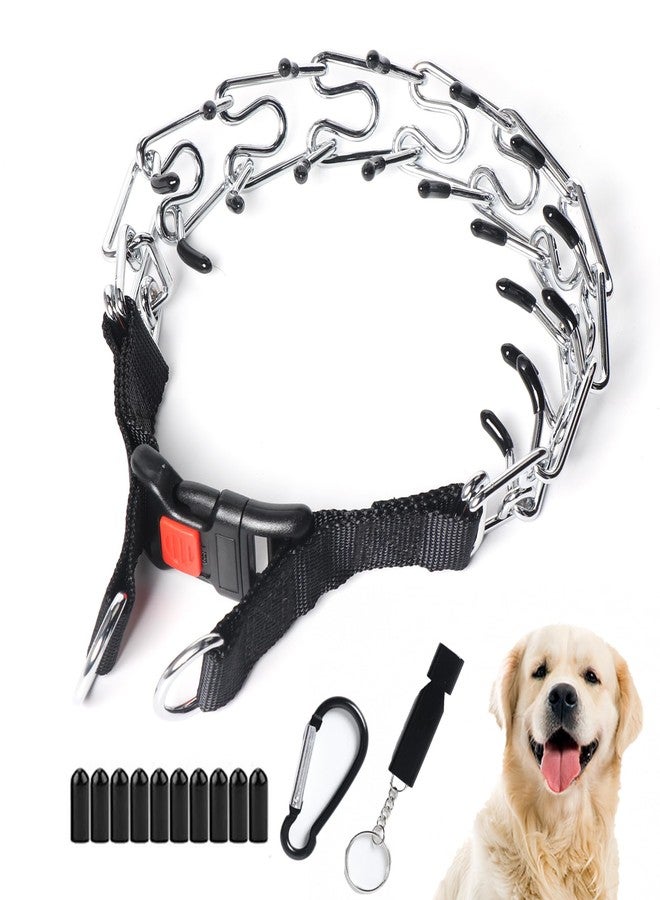 Yvnicll Dog Prong Collar, Walking Training Collar for Small Medium Large Dogs with Quick Release Buckle, Adjustable Pinch Collar with Rubber Caps, No Pull Dog Collar Prong(M,16"-18") - Image 1