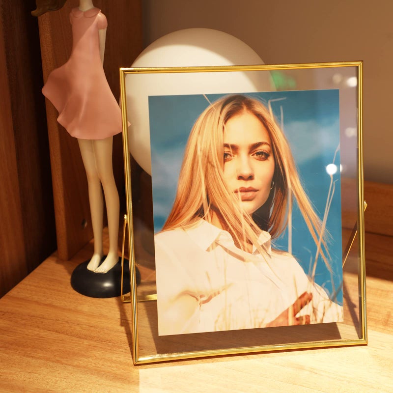 AhaGo Gold Floating Frame (10""x12""  Vertical)  For Picture 8.5x11  8x10  7x9  Tabletop Shelf Photo Frame  Classy Gift For Halloween  Birthday or Wedding  Home or Office D?cor - Image 5