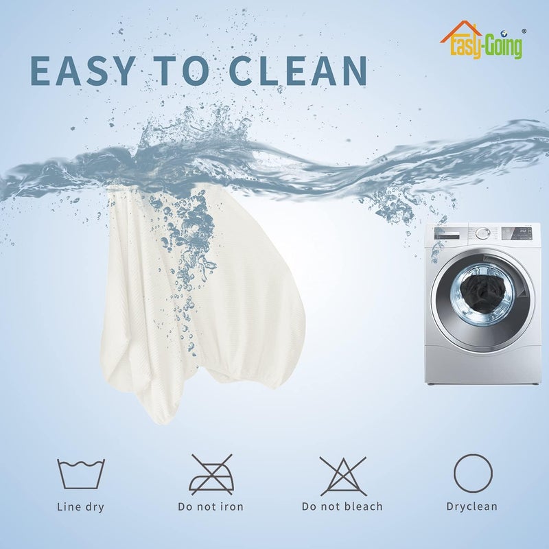 إيزي-جوينج غطاء وسادة قابل للتمدد من Easy-Going، واقي أثاث لوسادة الأريكة، غطاء مقعد أريكة، غطاء أريكة ناعم ومرن مع قاع مطاطي (وسادة أريكة كبيرة، كريمي). - Image 5