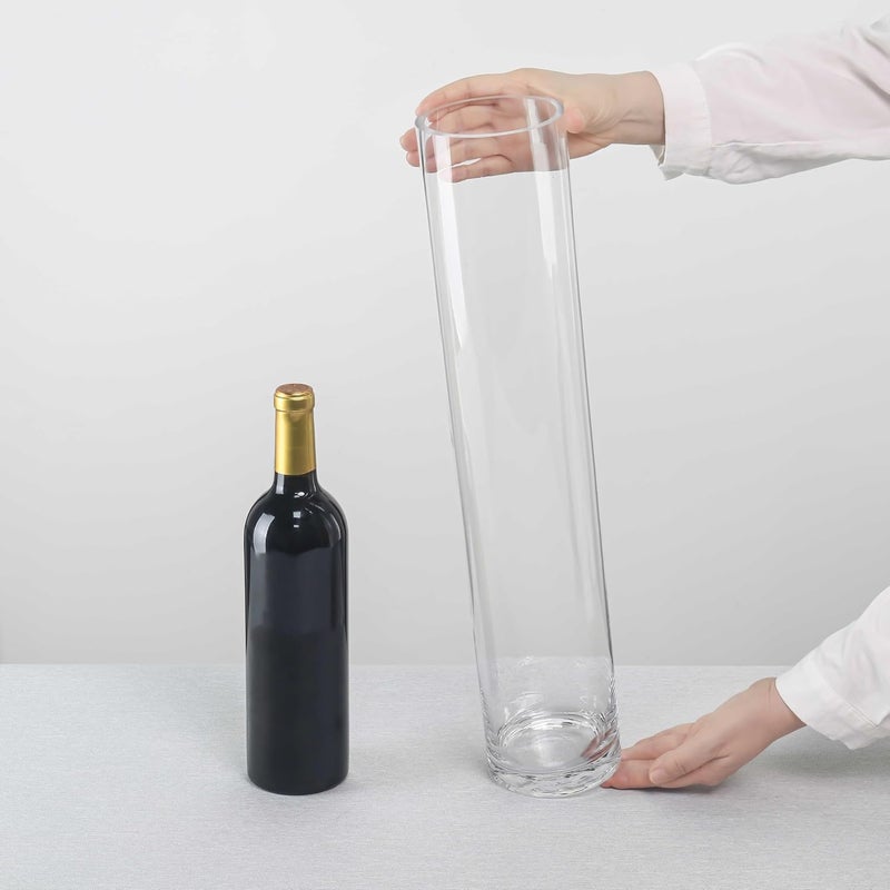 CYS EXCEL Clear Glass Cylinder Vase (H:20" D:4") | Multiple Size Choices Glass Flower Vase Centerpieces | Hurricane Floating Candle Holder Vase - Image 3