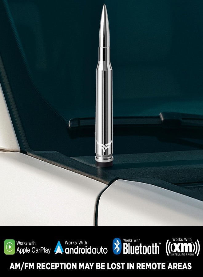 EcoAuto Bullet Antenna Replacement for Dodge Ram & Ford F150 F250 F350 Super Duty Ford Raptor Bronco Trucks - Anti-Theft Design - Radio Antenna for Truck 1990 - Current (Chrome) - Image 3