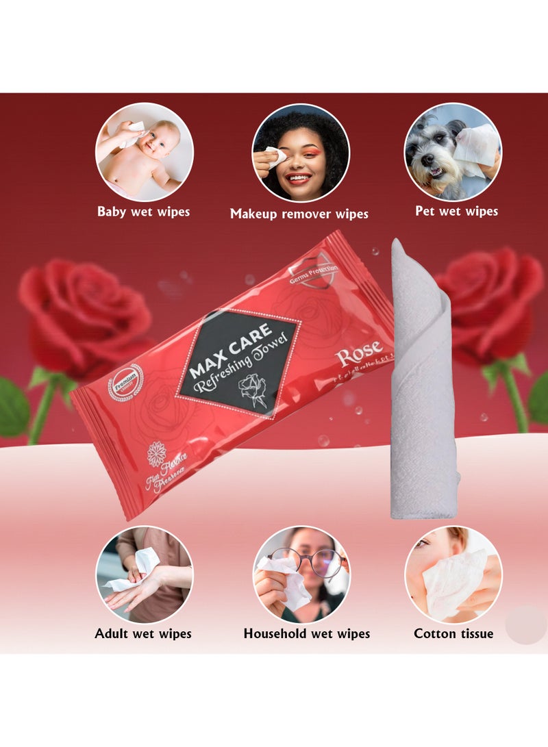 ماكس كير عبوة من 50 منشفة مبللة منعشة للجيم والصالون، منشفة تبريد، مناشف مبللة للاستخدام مرة واحدة، منشفة منعشة لإزالة المكياج. - Image 2