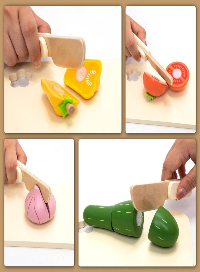 UMU® Cutting Vegetable Set - Wooden Play Food Kitchen Accessory, Multi - Pretend Play Accessories, Wooden Cutting Fruit Toys for Toddlers and Kids Ages 3+ - Image 4