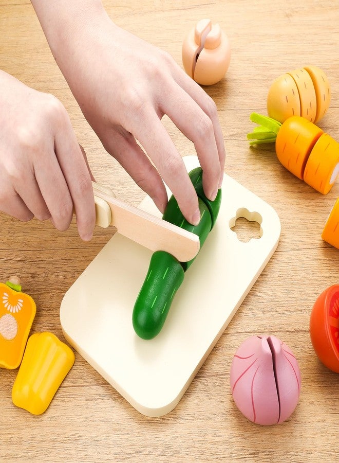 UMU® Cutting Vegetable Set - Wooden Play Food Kitchen Accessory, Multi - Pretend Play Accessories, Wooden Cutting Fruit Toys for Toddlers and Kids Ages 3+ - Image 5