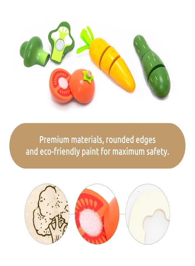 UMU® Cutting Vegetable Set - Wooden Play Food Kitchen Accessory, Multi - Pretend Play Accessories, Wooden Cutting Fruit Toys for Toddlers and Kids Ages 3+ - Image 2